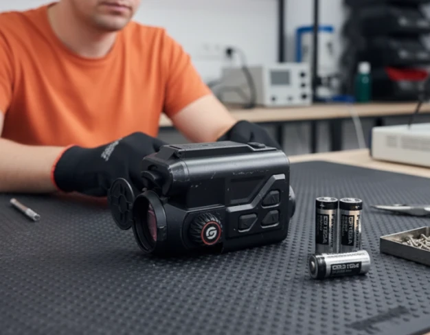 Замена аккумуляторных батарей CR123A тепловизионной насадки Guide