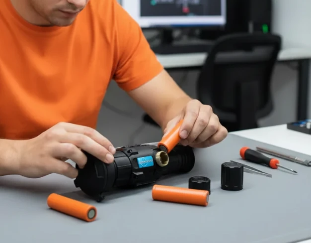 Замена аккумулятора тепловизионного прицела longot